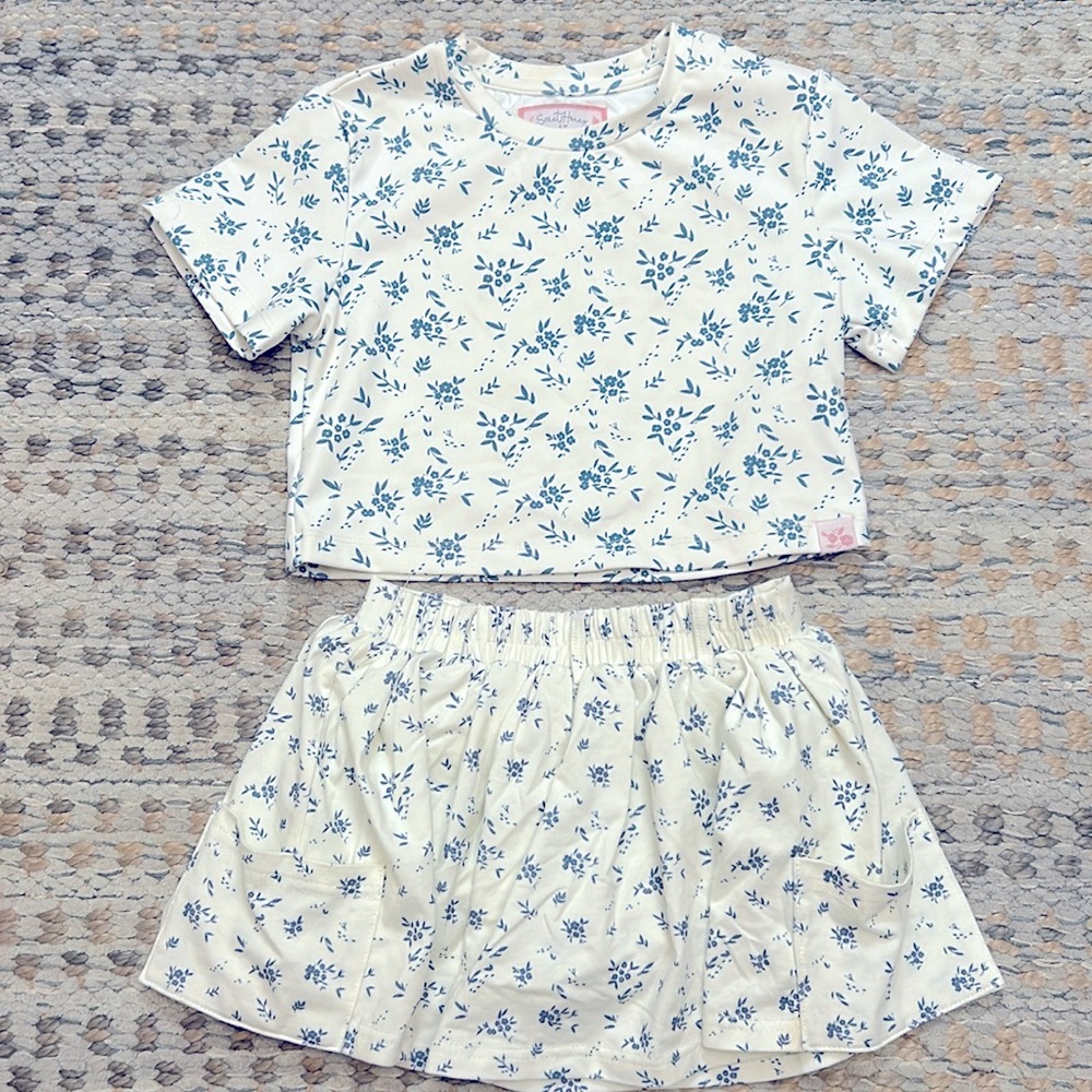 Sweet Honey Little Girls Matching Set French Floral Print